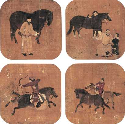 佚名 人物 四屏